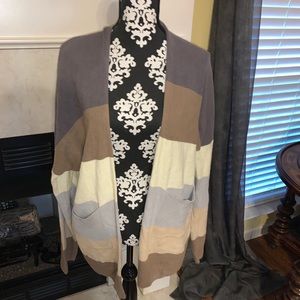 Striped knit cardigan